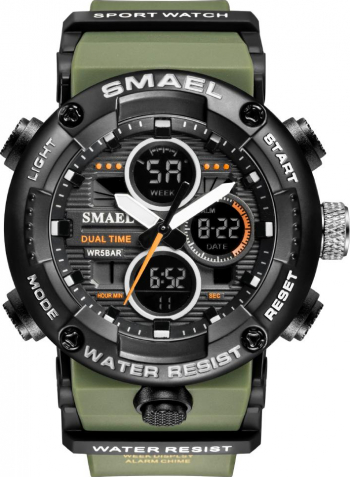 Ceas Barbatesc Shock resist Smael GT02 dual time Analog-Digital Wateresist 50M Verde 