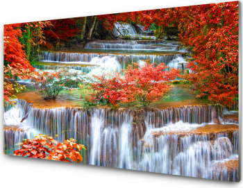 Panou antistropire pentru bucatarie sticla securizata model Cascada rosie 600x600 mm 