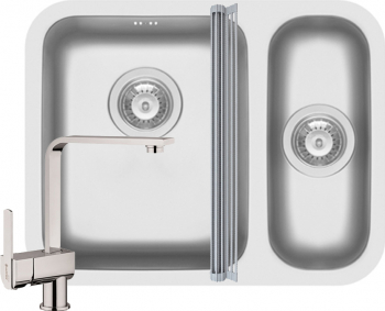 Pachet 3in1 Pyramis Relia baterie si ROLL UP 570x450mm adancime 180mm pipa inalta dreapta finisaj inox lucios 