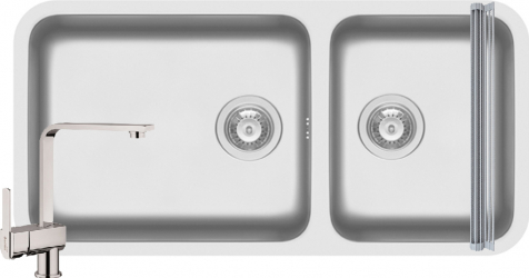 Pachet 3in1 Pyramis Relia baterie si ROLL UP 910x450mm adancime 180mm pipa inalta dreapta finisaj inox lucios 