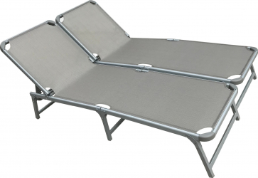 Set 2 sezlonguri pliabile cu spatar reglabil 4 pozitii si stofa mesh RAKI 188x58 cm 019544-1 