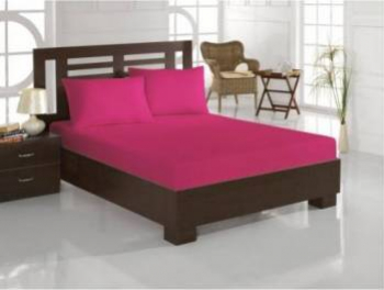 Set pat 3 piese Mally Fucsia cearceaf pat dublu cu elastic si doua fete de perna 100 bumbac 