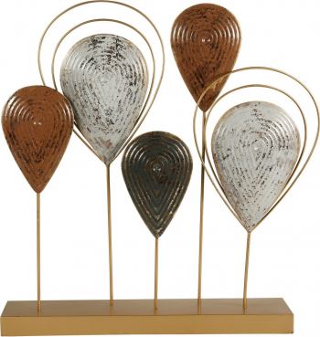 Decoratiune de masa din metal auriu bijuterie alba si gri 
