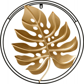 Decoratiune de perete din metal auriu monstera 