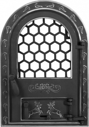 Usa Semineu cu Geam Cerbi Ornamente Argintii Mare / Hmm 610 Bmm 425
