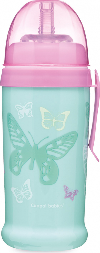 Canita sport cu pai - Butterfly - Canpol babies fara BPA 350 ml verde deschis 