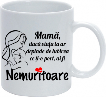 Cana alba personalizata Mama Nemuritoare 