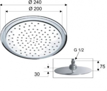 Cap dus fix cromat satinat 1 functie sistem anticalcar