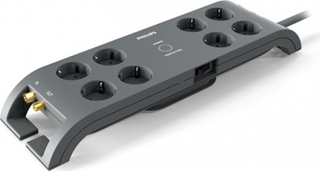 Prelungitor Philips Surge Protector 8 prize lungime 2 m Negru
