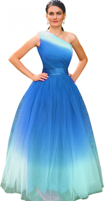 Rochie Angelique din tule in degrade albastru marimea 40 L 