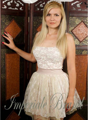Rochie cununie ivory din dantela si voal RS05 marimea 36 