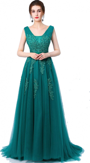 Rochie Sabrina verde cu broderie marimea 42 XL 