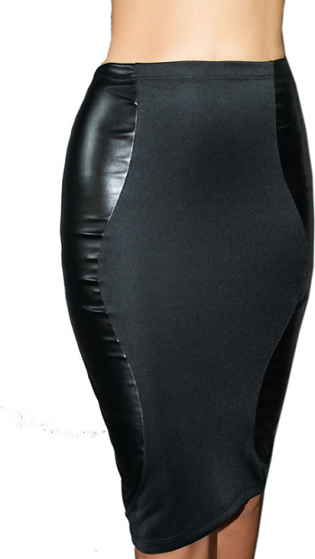 Fusta midi neagra cu latex COD MID01 marimea M 