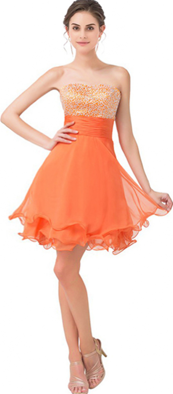 Rochie de ocazie Orange cu paiete marimea 38 M 