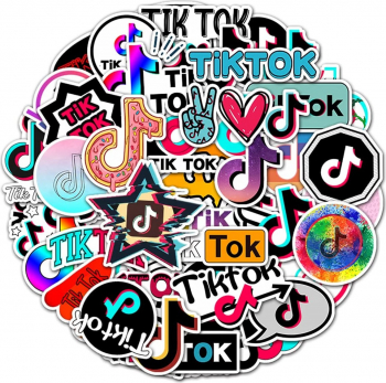 Set 50 autocolante TikTok modele diverse graffiti multicolor