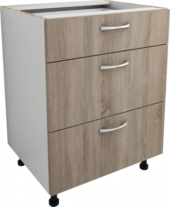 Corp Baza 3 Sertare haaus Alb/Stejar Sonoma Gri 60 x 50 x 80 cm 