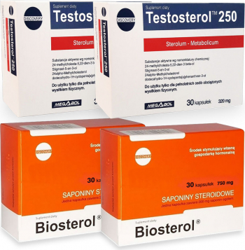 Pachet Megabol Biosterol 750 mg 60 cps plus Testosterol 250 60 cps stimulare testosteron si hormon de crestere inhibare estrogen 
