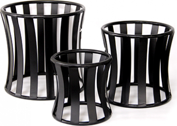 Set 3 standuri metalice RAKI rotunde expunere platouri 12 75x13cm 20x2 5cm 16 5x16 75cm 