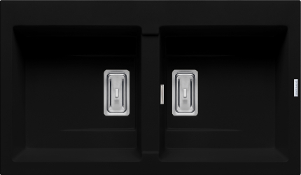 Chiuveta Pyramis KARTESIO 2B 86x50cm adancime 20cm valva dreptunghiulara Pyragranite carbon