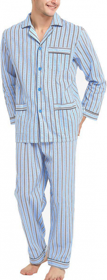 Pijama Barbati GLOBAL Clasica Panza Set dunga albastra Marimea 54EU 2XL 