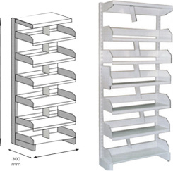 RAFT METALIC ARHIVA LATERAL DE BIBLIOTECA 900x300x2200 mm LxlxH 150 kg/polita ECO+ 