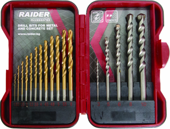 Set burghie pentru metal si zidarie Raider 157796 diametru 1.5-10mm 17 piese 