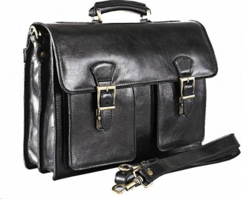 Geanta pentru laptop din piele naturala vachetta neagra FLS151 