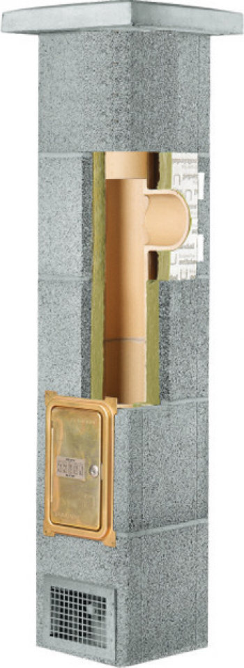 Cos de fum tristrat SCHIEDEL complet 5 ml D 200mm grilaj ventilatie colector condens usa de vizitare racord 45 grade kit instalare 