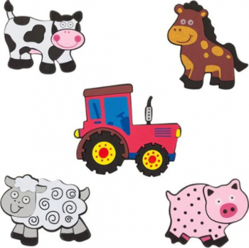 Set decoratiune de perete pentru camera copilului model Ferma animale 5 figurine Multicolor BBL2252 