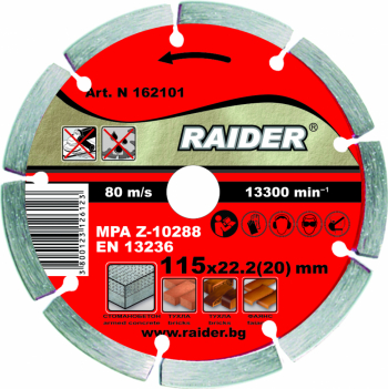 Disc diamantat segmentat Raider 162101 diametru 115 mm 