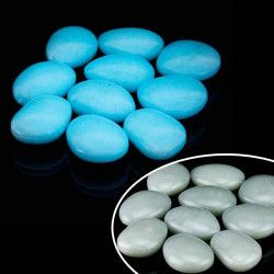 Pietricele fosforescente lumineaza glow aqua diametru 4 cm 10 bucati 