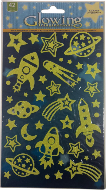 Set stele planete si rachete fosforescente Soho pentru decorarea camerei 42 piese SHO2277