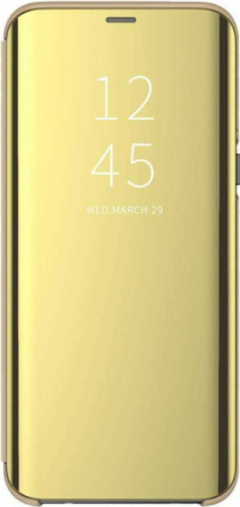 Husa de protectie Clear View pentru Xiaomi Redmi Note 10 Pro flip cover Gold SHO2726 