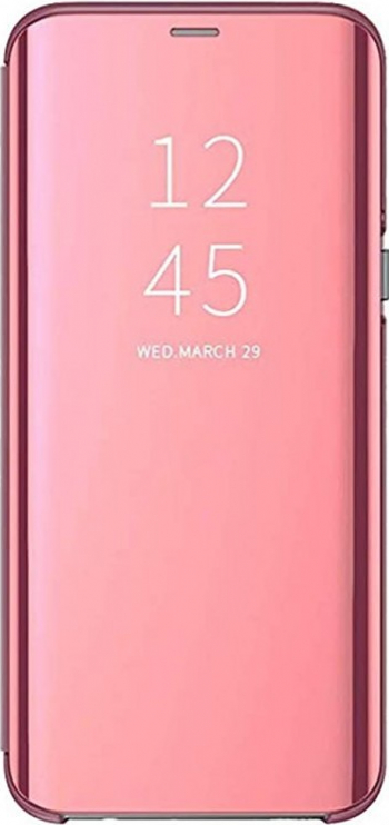 Husa de protectie Clear View pentru Xiaomi Redmi Note 9S si Redmi Note 9 Pro Max flip cover Rose Gold SHO2742 
