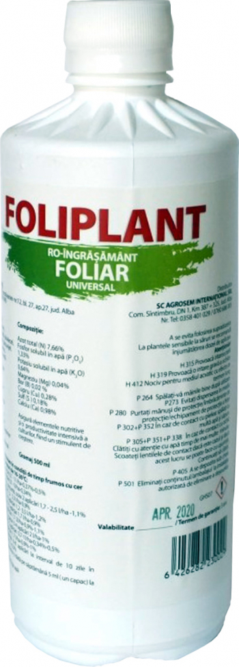 Ingrasamant foliar pentru flori taiate rasaduri plante arbusti Foliplant 500ml
