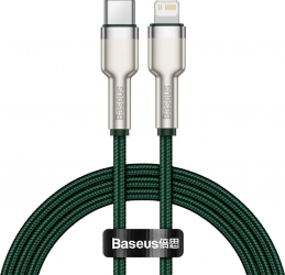 Cablu Baseus Cafule Series Metal Type-C la Lightning Green 20W 1m 