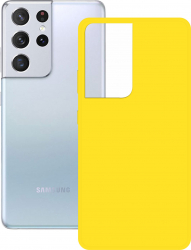 Husa de protectie flexibila pentru Samsung Galaxy S21 Ultra 5G bumper carcasa soft TPU Galben SHO2333 