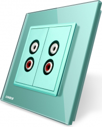 Priza dubla audio Livolo vl-c792ad-18 cu rama din sticla Verde 