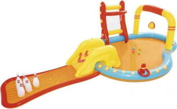 Centru de joaca acvatic pentru copii Bestway multiple jocuri piscina tobogan 435x213x117 cm 