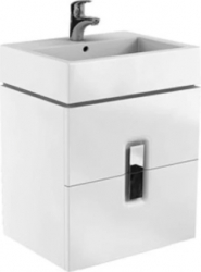 Mobilier baza cu lavoar Kolo Twins 60 cm alb lucios 2 sertare inchidere lenta