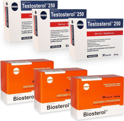 Pachet Megabol Biosterol 3 buc plus Testosterol 3 buc stimulare testosteron si hormon de crestere inhibare estrogen 
