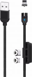 Cablu magnetic 3 in 1 Lightning Type-C microUSB 1 metru Negru SHO2409