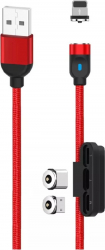 Cablu magnetic 3 in 1 Lightning Type-C microUSB 1 metru Rosu Negru SHO2410