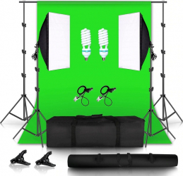 Kit lumini pentru studio 2 softbox + suport fundal 2x2m + panza Andoer 