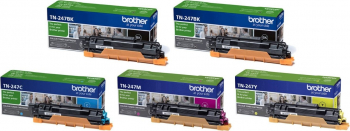 Pachet Cartus toner Brother Original 2x TN247BK Negru 1x TN247C Cyan TN247M Magenta TN247Y Galben 12900 pagini 