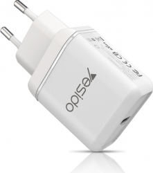 Incarcator retea Fast Charge PD Yesido Pure 18W Quick Charge Type-C White 