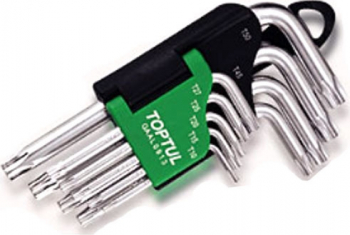 Set 9 chei in stea torx imbus scurte Toptul T10-T50 