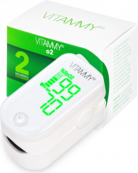 Pulsoximetru Vitammy O2 afisaj LED usor de citit masoara saturatia SpO2 si pulsul Alb
