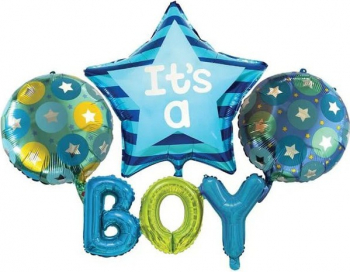 Set 4 baloane Its a boy ghirlanda Albastru Verde JMB-SHO2886 