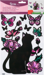 Set 7 stickere decorative cu pisica flori si fluturi 20x30 cm Negru Multicolor JMB-SHO2888 